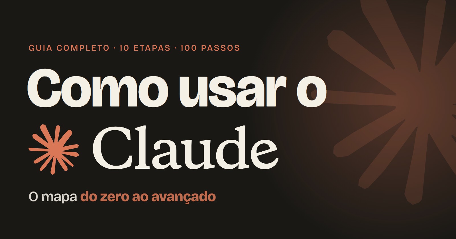 Logo do Claude com o título Como usar o Claude: o mapa do zero ao avançado