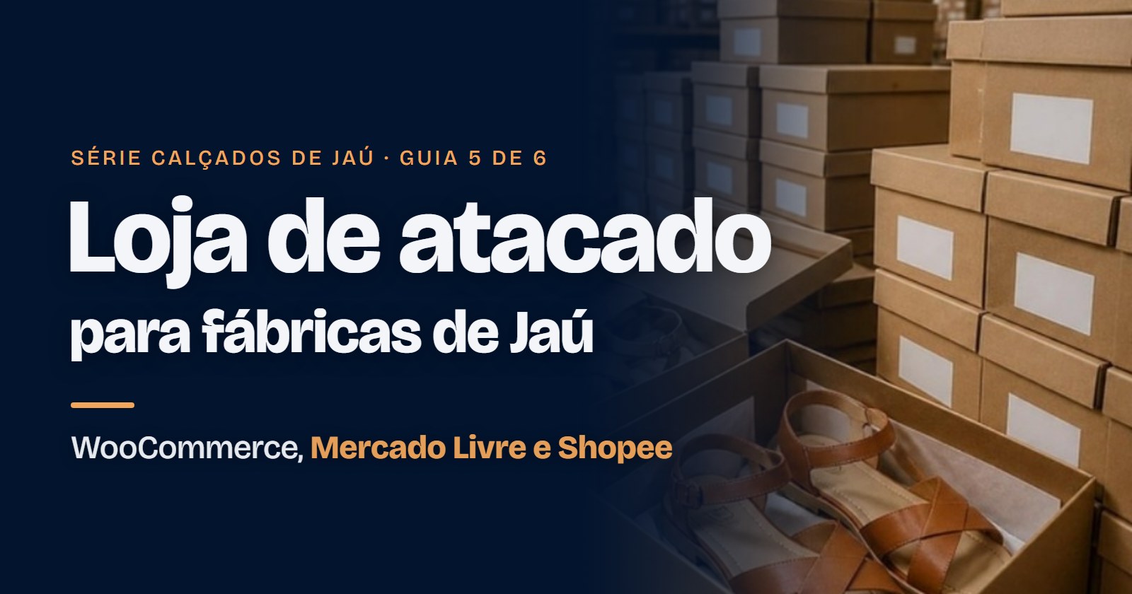 Capa: Loja e catálogo de atacado para fábricas de calçados de Jaú: WooCommerce, Mercado Livre e Shopee Loja e catálogo de atacado para fábricas de calçados de Jaú: WooCommerce, Mercado Livre e Shopee